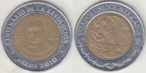 2008 Mexico 5 Pesos (Jara) Unc A005812